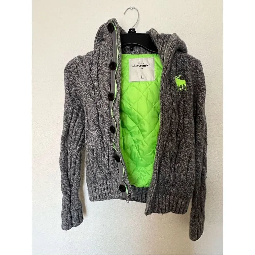 Abercrombie Boy Knitted jacket Gray /Green size Large